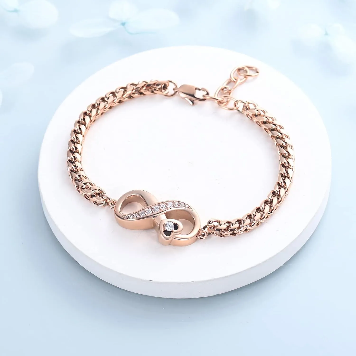 Infinity Cremation Bracelet for Ashes Stainless Steel Urn Bangles for Pet/Human Ashes Crystal Memorial Keepsake Ash Jewelry for Women Men Gifts