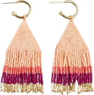 INK ALLOY Beaded Earrings for Women Dangling, James 2-in-1 Fringe and Mini Gold Hoop Boho Earrings, Hypoallergenic Handmade Jewelry for the Modern Bohemian, 2.75-Inch Length