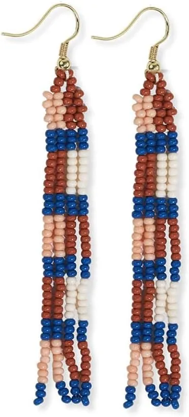INK ALLOY Beaded Earrings for Women Dangling, June Mini Seed Bead Fringe Boho Earrings, Hypoallergenic Handmade Jewelry for the Modern Bohemian, 3.25-Inch Length