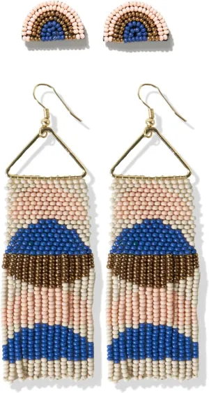 INK ALLOY Beaded Earrings for Women, Gloria Half Circles Seed Bead Long Fringe Statement Boho Earrings, Hypoallergenic Handmade Jewelry for the Modern Bohemian, 3.75-Inch Length