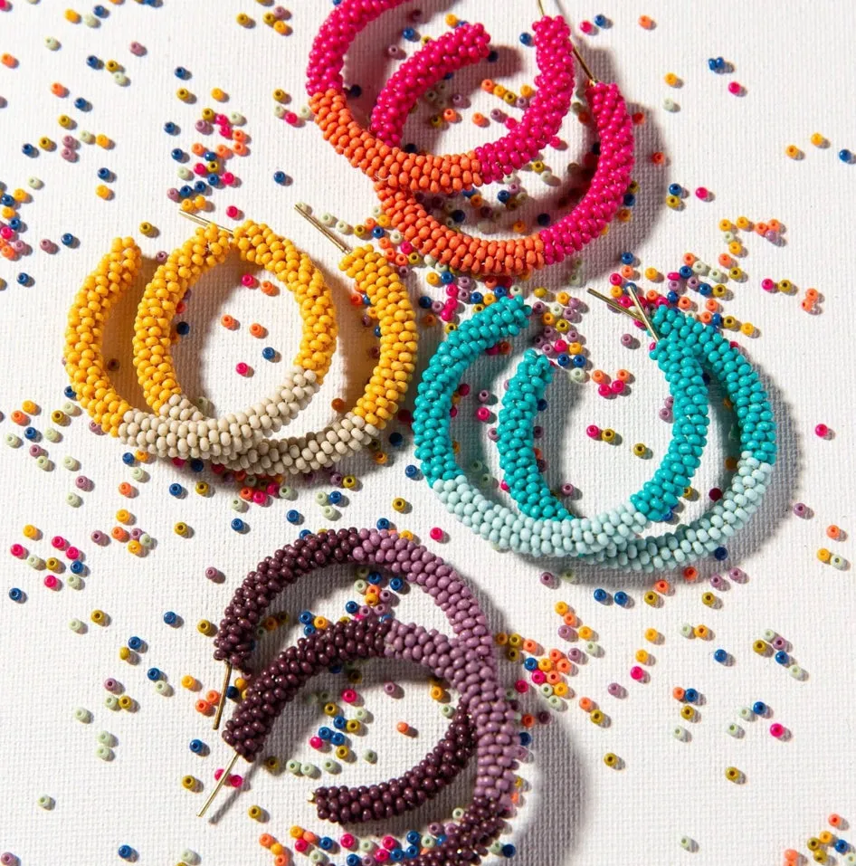 Ink   Alloy Lilac Color Block Small Hoop Earrings