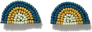 INK ALLOY Women's Beaded Boho Post Earrings for Women, Small Seed Bead Statement Earrings, Rainbows and Hearts, Handmade Jewelry for the Modern Bohemian