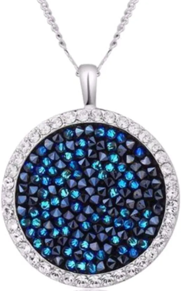 Irresistible Round Platinum Plated Necklace Pendant Made with Swarovski Elements