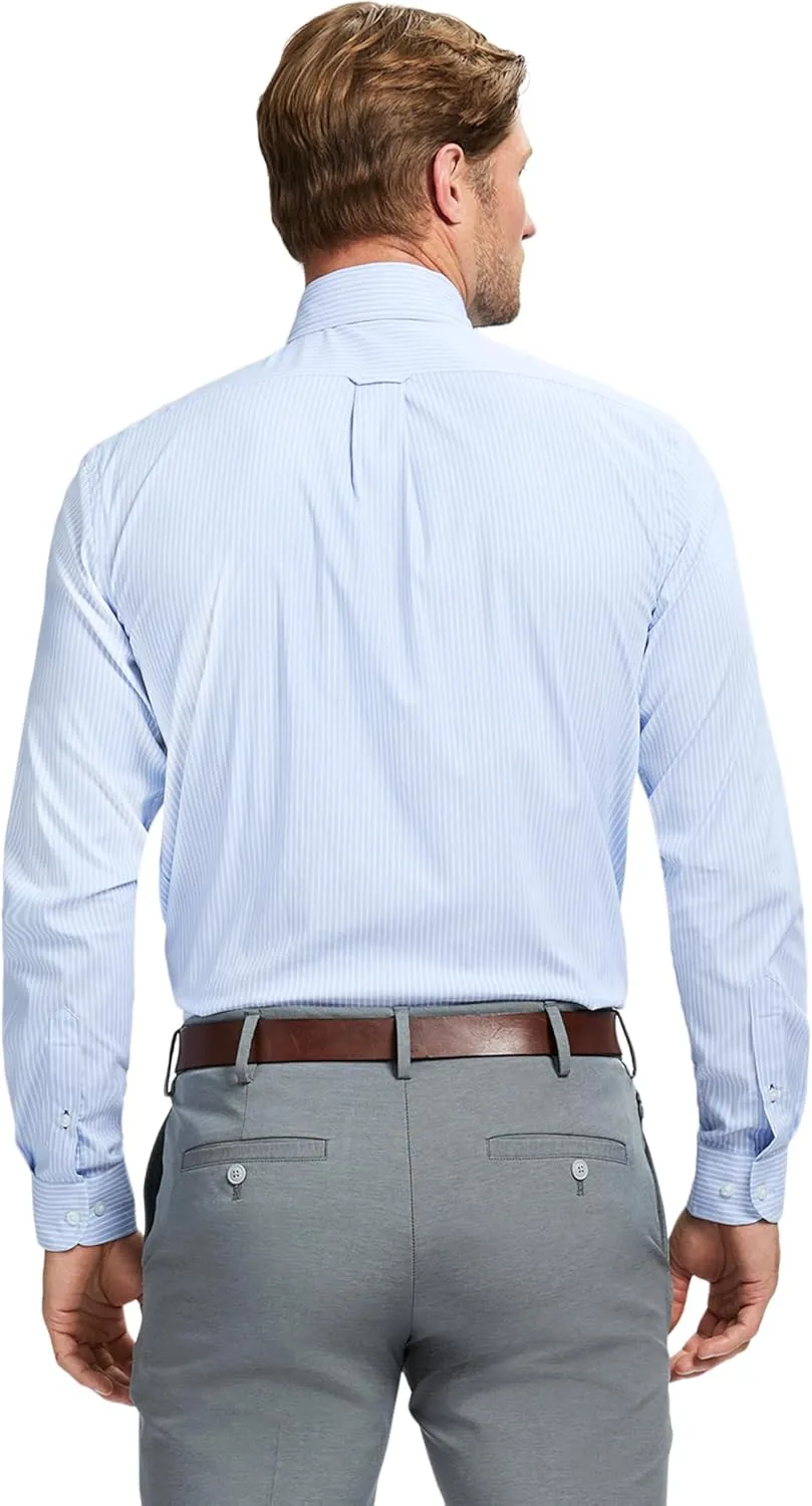 IZOD Men's Slim Fit Dress Shirt Long Sleeve Wrinkle Free Stretch Button Down Collar