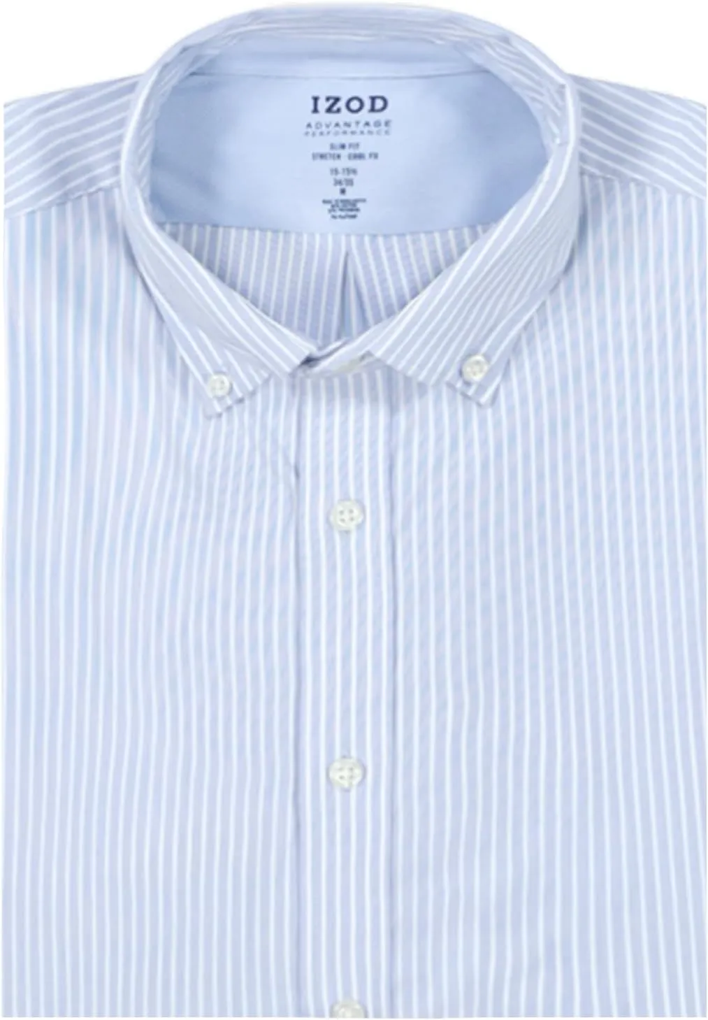 IZOD Men's Slim Fit Dress Shirt Long Sleeve Wrinkle Free Stretch Button Down Collar