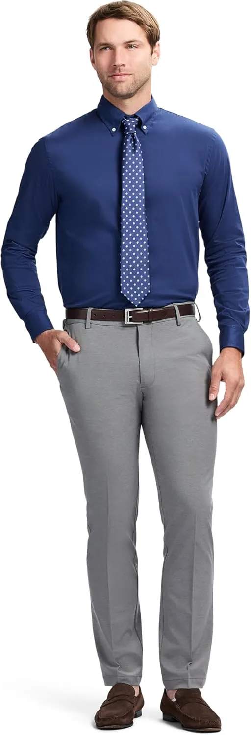 IZOD Men's Slim Fit Dress Shirt Long Sleeve Wrinkle Free Stretch Button Down Collar