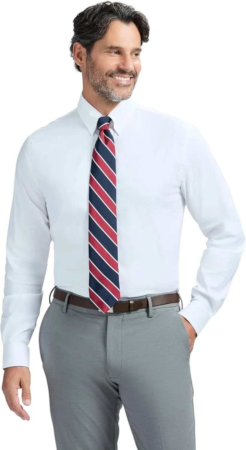 IZOD Men's Slim Fit Dress Shirt Long Sleeve Wrinkle Free Stretch Button Down Collar