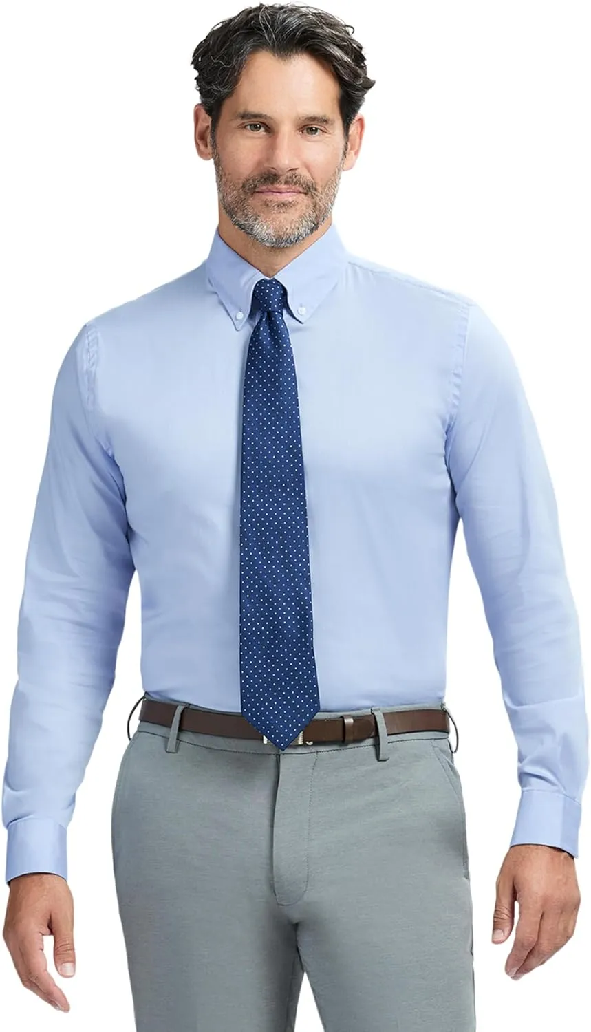 IZOD Men's Slim Fit Dress Shirt Long Sleeve Wrinkle Free Stretch Button Down Collar