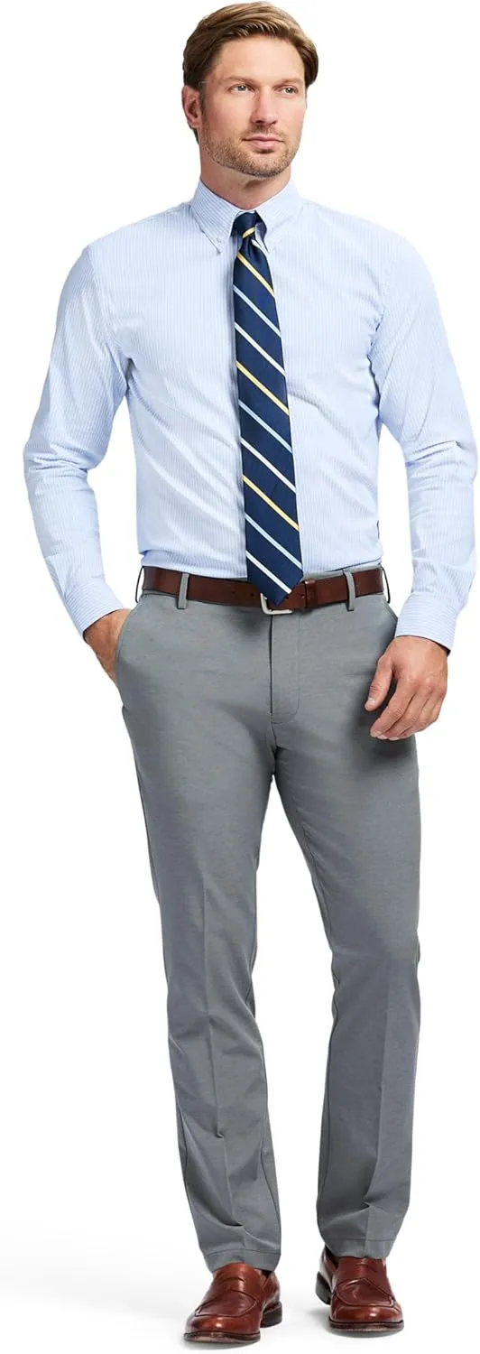 IZOD Men's Slim Fit Dress Shirt Long Sleeve Wrinkle Free Stretch Button Down Collar