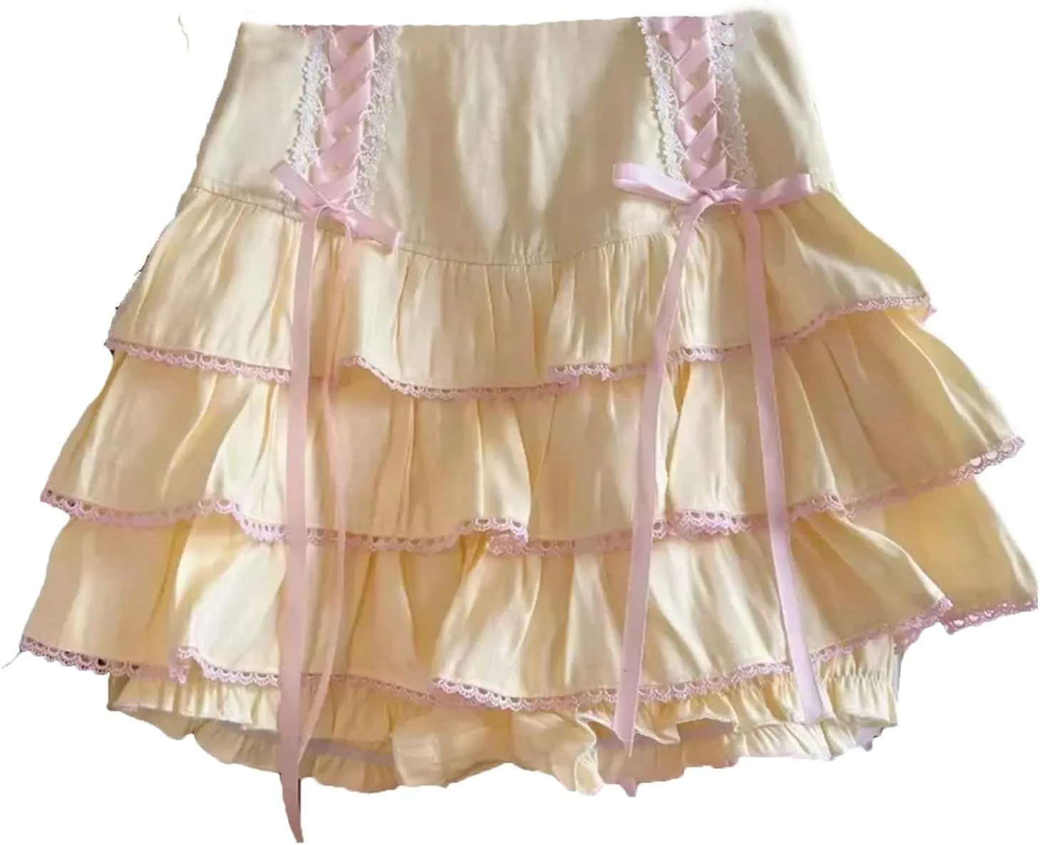 Japanese Style Pleated Skirts School Korean Women High Waist Pink Bandage Skirt