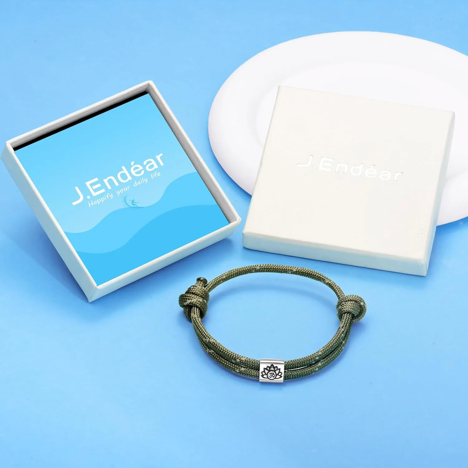 J.Endar Compass Nautical Paracord Bracelet for Men, 925 Sterling Silver Handmade Bracelet Surfer Summer Beach Jewelry Partner Friendship Gift