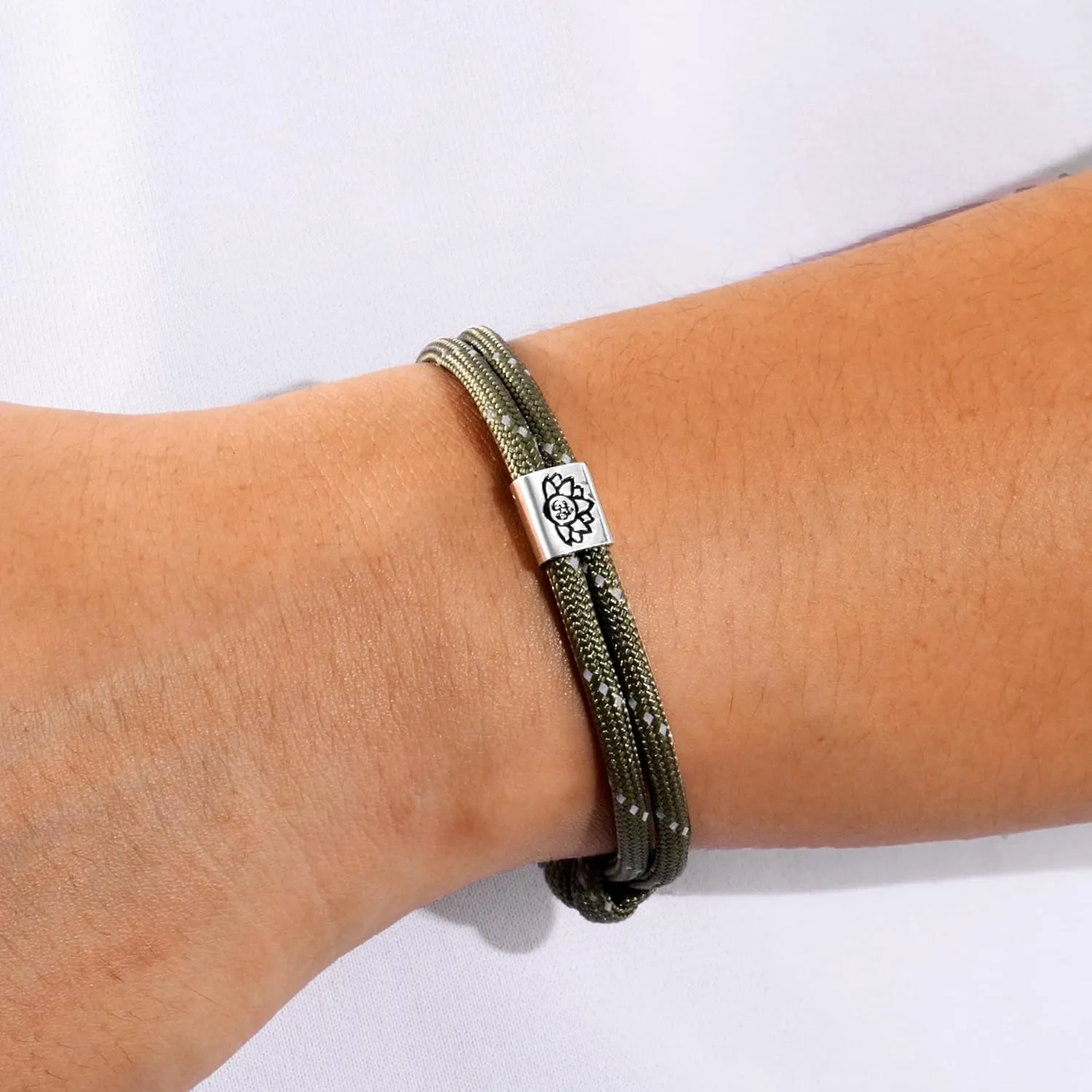J.Endar Compass Nautical Paracord Bracelet for Men, 925 Sterling Silver Handmade Bracelet Surfer Summer Beach Jewelry Partner Friendship Gift