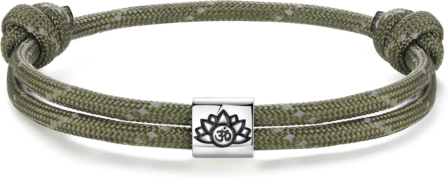 J.Endar Compass Nautical Paracord Bracelet for Men, 925 Sterling Silver Handmade Bracelet Surfer Summer Beach Jewelry Partner Friendship Gift