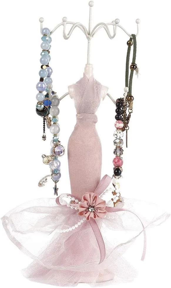 Jewelry Stand Holder, Elegant Lady Model Jewelry Organizer Mannequin Princess Dress Necklace Hanging Rack for Bracelets Earrings Rings Women Girls