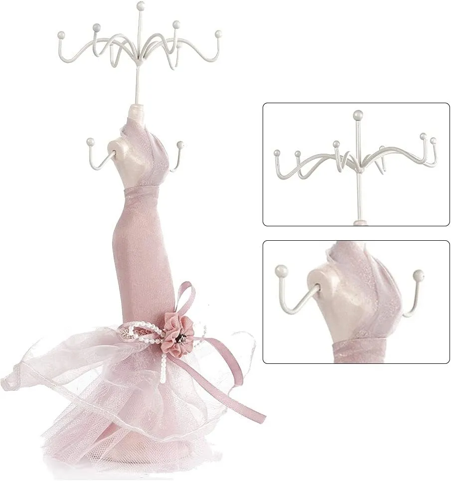 Jewelry Stand Holder, Elegant Lady Model Jewelry Organizer Mannequin Princess Dress Necklace Hanging Rack for Bracelets Earrings Rings Women Girls