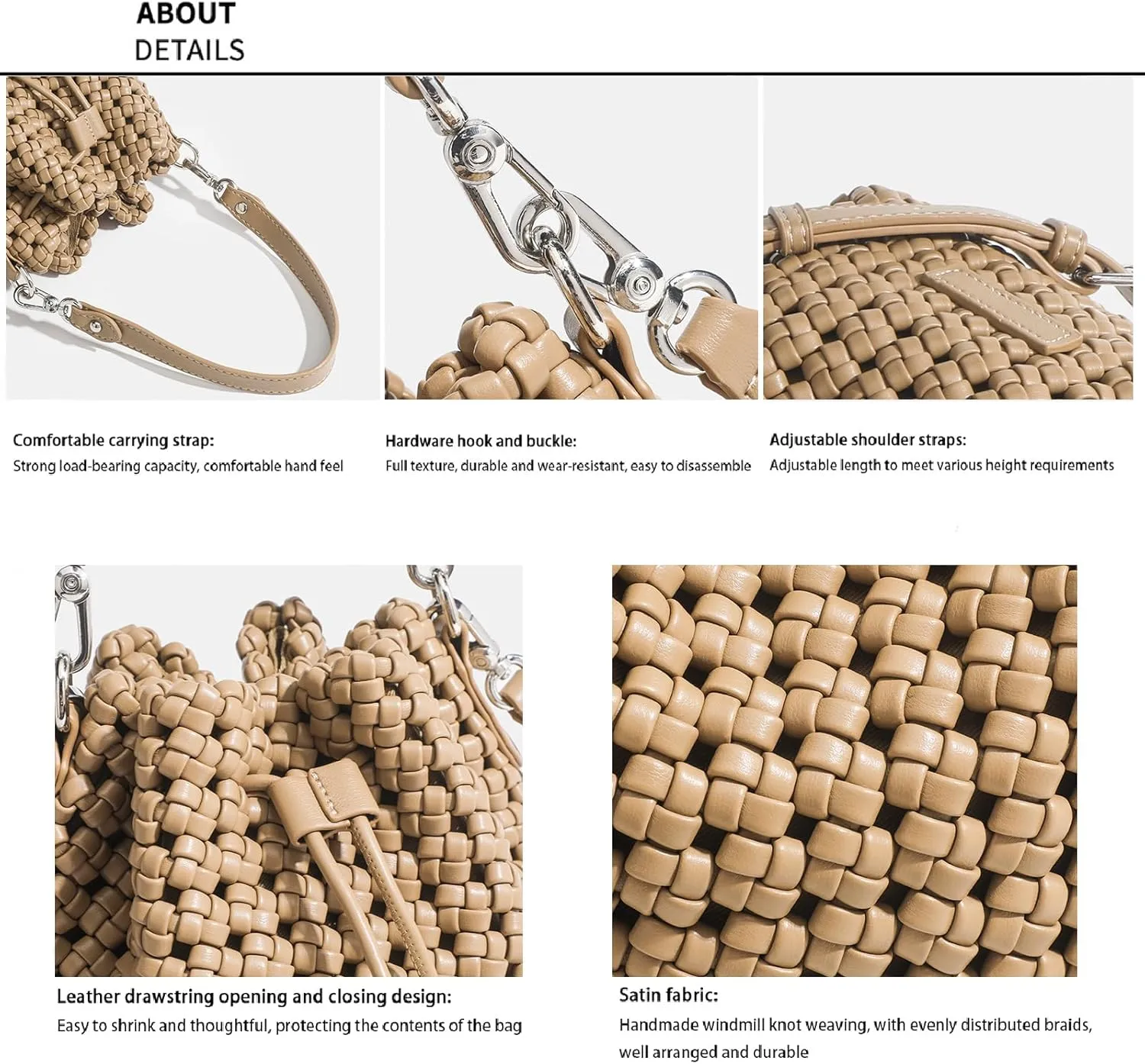 JINMANXUE Fashion Hollow Bucket Tote Bag For Women, Crossbody Female Handbag Woven Silk bag Leisure Leather Shoulder Bag