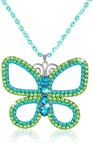 Joez Wonderful Green Butterfly Choker, Large Necklace Pendant, Sparkly Necklace for Women, Rhinestone Costume Jewelry for Halloween (1 Pcs)
