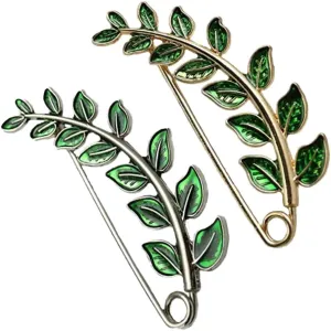 Joyci Vintage Green Leaf Brooch Cardigan Pin Shawl Brooch Buckle Sweater Knitwear Lapel Pin