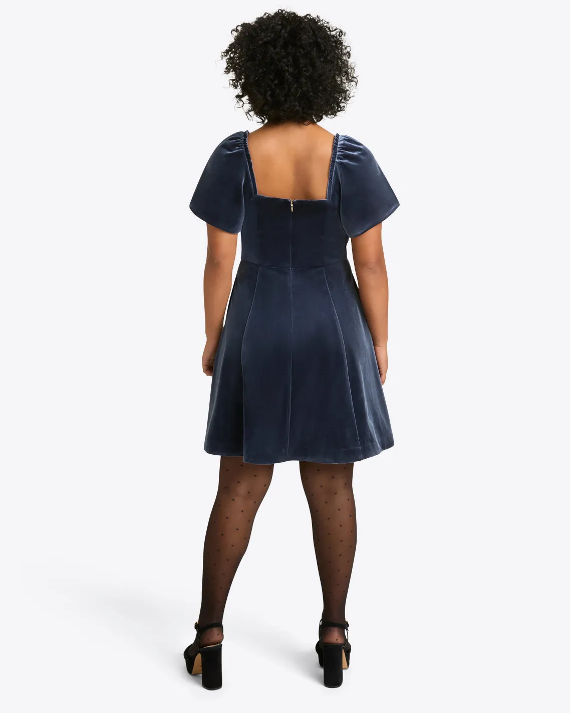 June Love Circle Flutter Sleeve Dress in Velvet