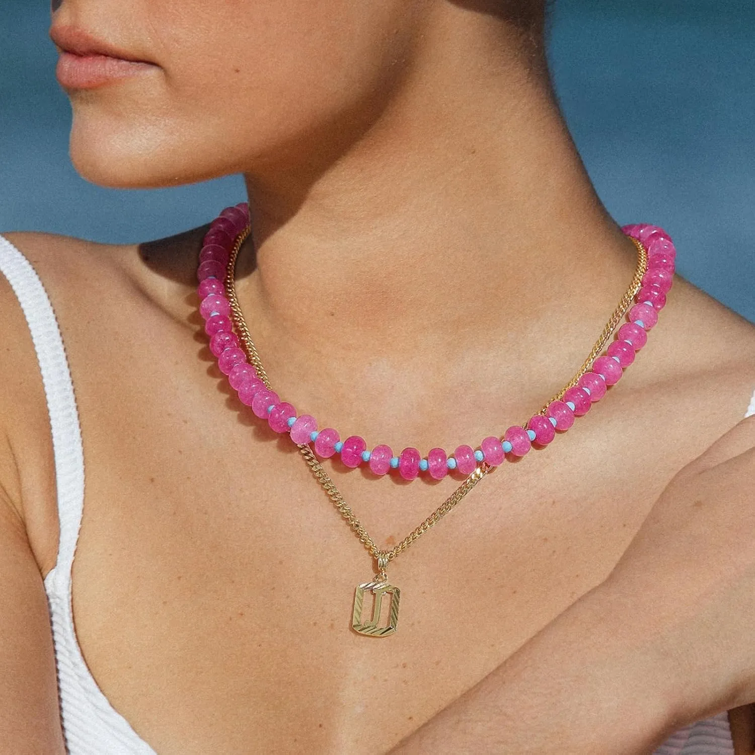 KELORIS PATH Beaded Gemstone Necklaces for Women, Boho Colorful Bead Choker Necklace, Natural Stone Handmade Summer Jewelry for Beach
