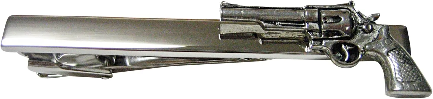 Kiola Designs Modern Revolver Pistol Gun Square Tie Clip