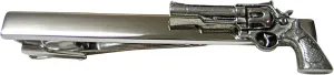 Kiola Designs Modern Revolver Pistol Gun Square Tie Clip