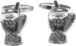 Kiola Designs Silver Toned Shiny Boxing Glove Cufflinks