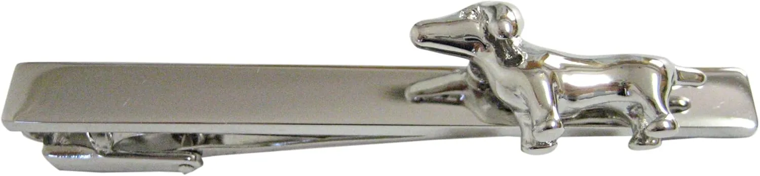 Kiola Designs Silver Toned Shiny Small Dog Square Tie Clip