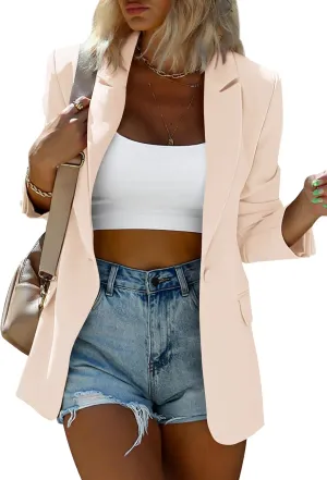 KIRUNDO Womens Blazer 2025 Spring Fall Bussiness Casual Long Sleeve Button Open Front Suit Jackets Work Clothes Pockets