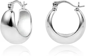 KISSPAT Sterling Silver Chunky Hoop Earrings for Women Hypoallergenic Thick Huggie Earring Wide Hoops Everyday Hoop Earrings
