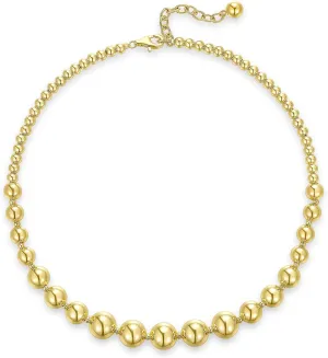 KissYan Gold Beaded Necklace for Women, 14K Gold Plated Chunky Big Ball Beads Chain Choker Necklace Statement Fashion Jewelry Gifts