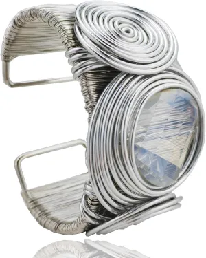 KOLODOGO Wide Cuff Chunky African Bracelets for Women Open Cuff Bangles Sparkly Rhinestone Wrist Cuff Bracelets as Jewelry Gift