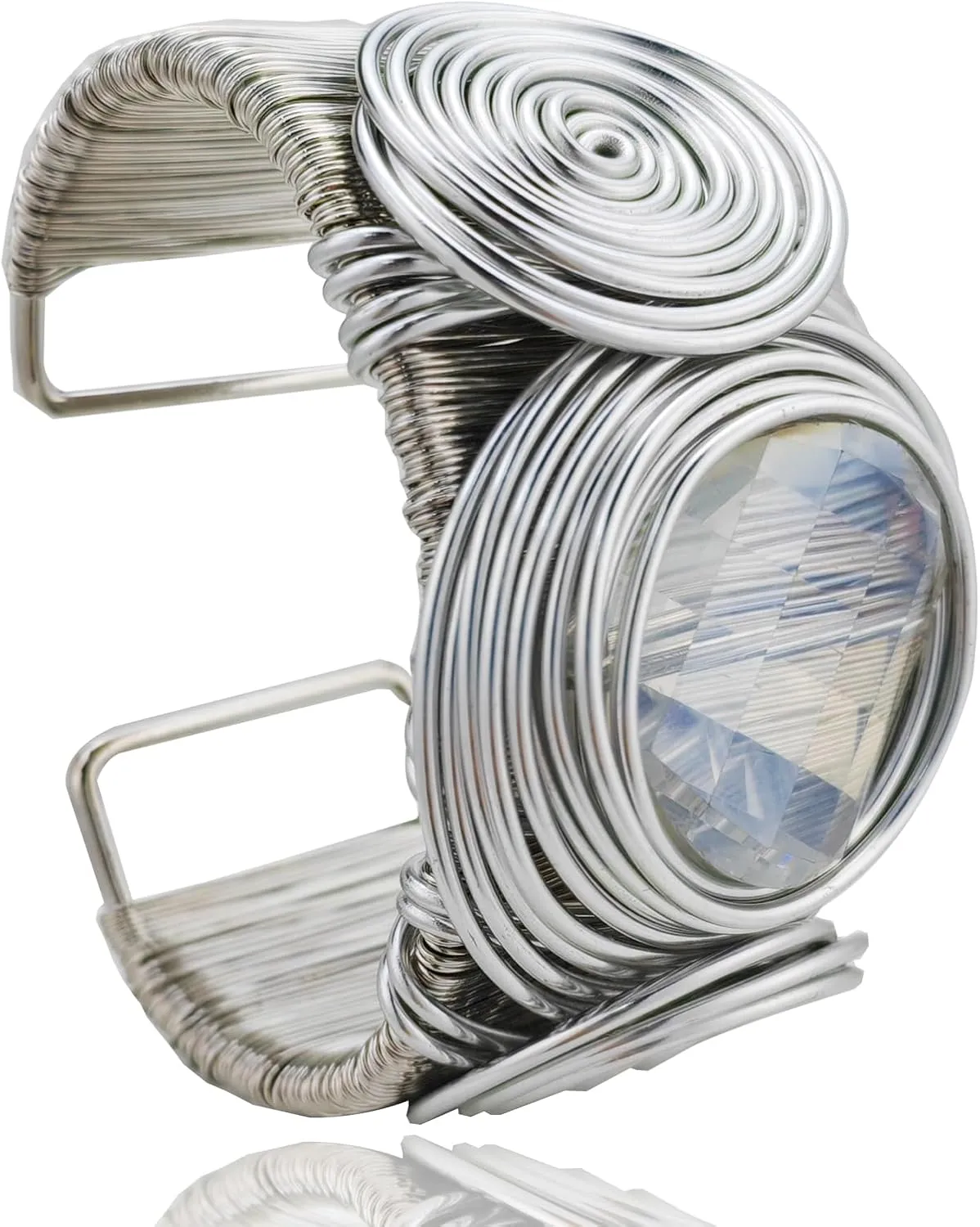 KOLODOGO Wide Cuff Chunky African Bracelets for Women Open Cuff Bangles Sparkly Rhinestone Wrist Cuff Bracelets as Jewelry Gift