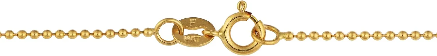 Kooljewelry 14k Yellow Gold 1 mm Shiny Bead Ball Chain Necklace