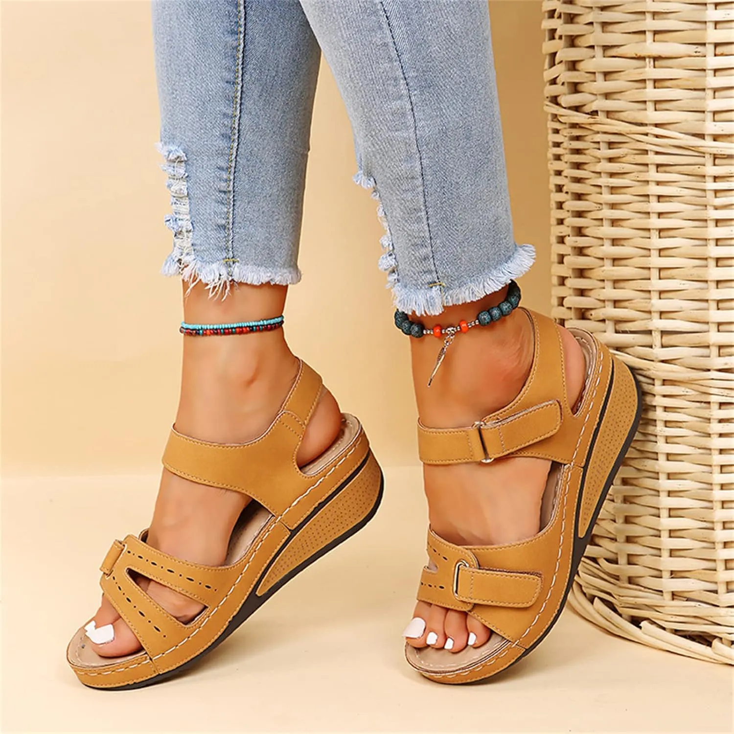 Ladmiple Orthopedic Sandals For Women Arch Support Dressy Summer Fashion Orthotic Slides Comfortable Athletic Slip On Slipper