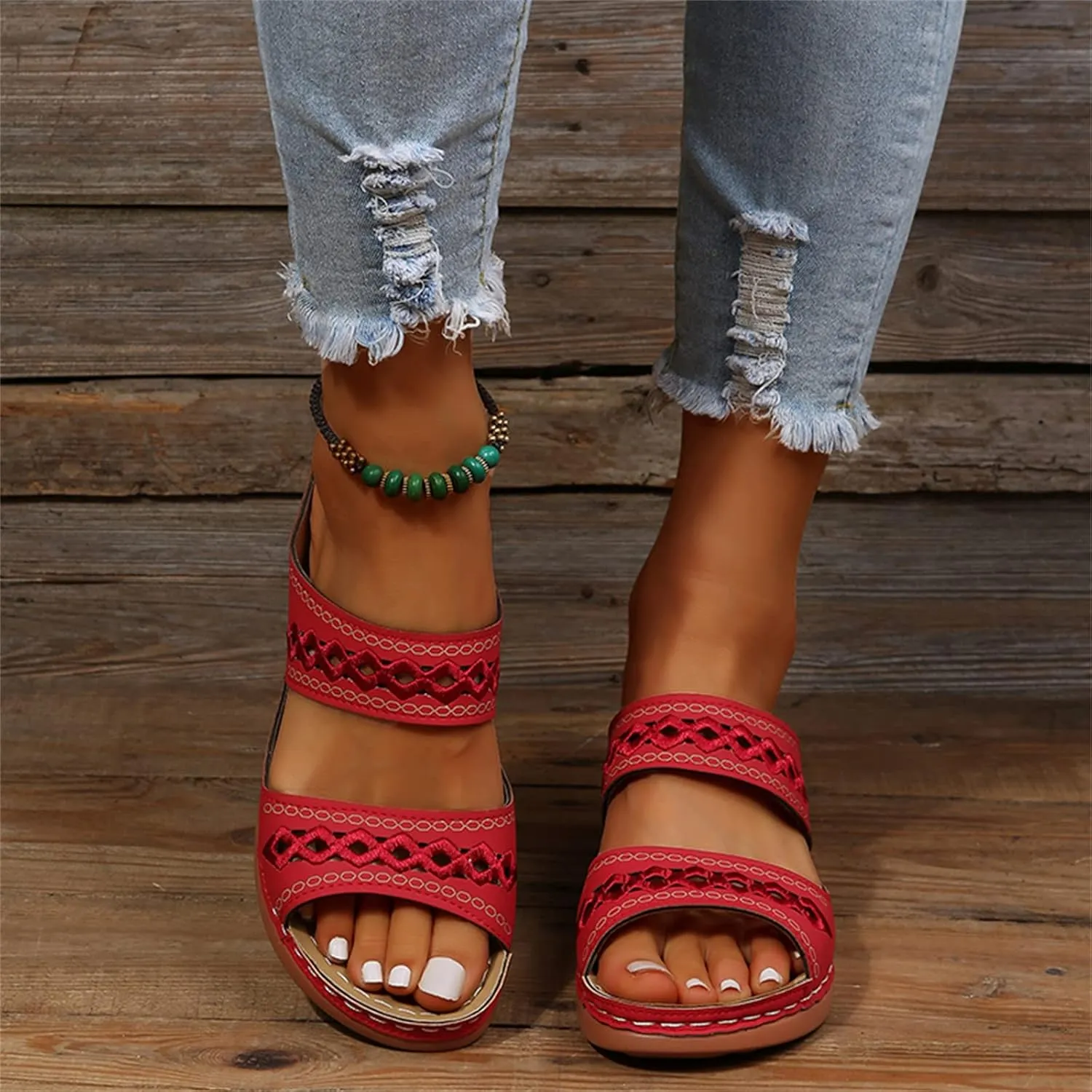 Ladmiple Orthopedic Sandals For Women Dressy Summer Arch Support Flip Flops Comfortable Walking Orthotic Slides Beach Shoes