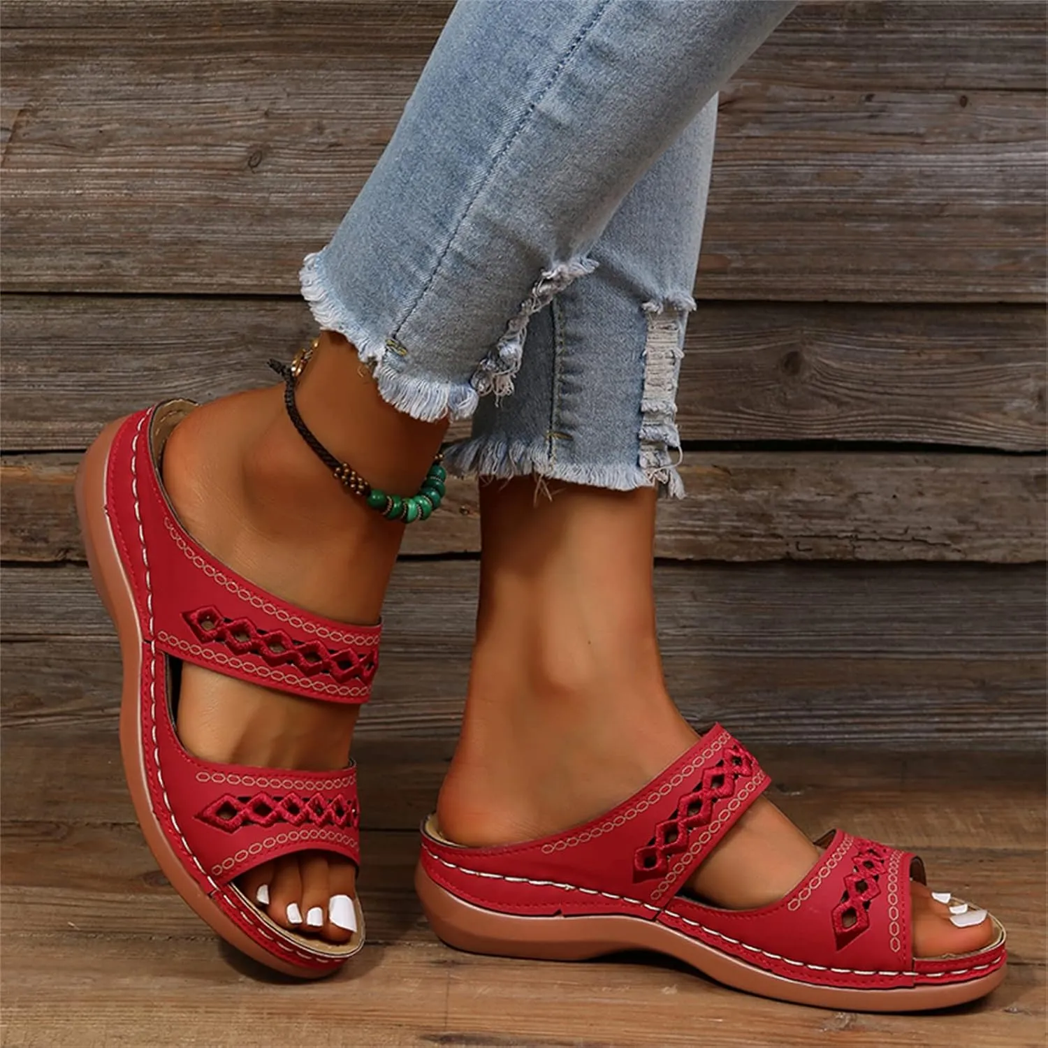 Ladmiple Orthopedic Sandals For Women Dressy Summer Arch Support Flip Flops Comfortable Walking Orthotic Slides Beach Shoes