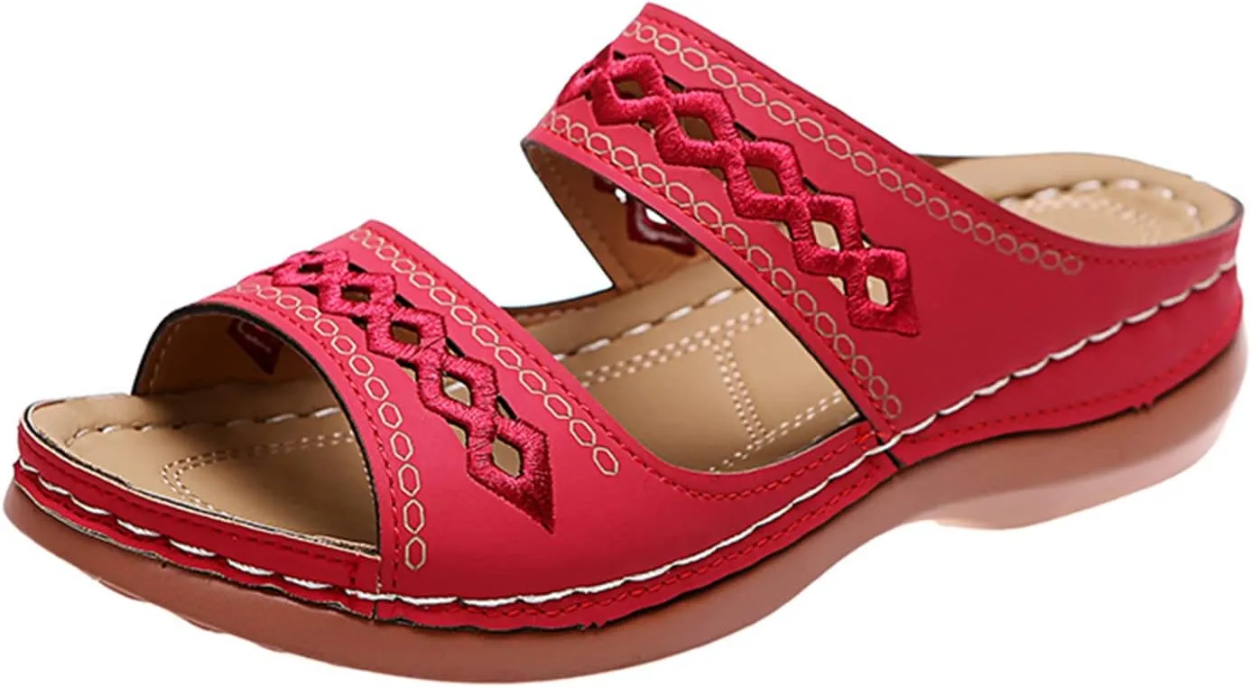 Ladmiple Orthopedic Sandals For Women Dressy Summer Arch Support Flip Flops Comfortable Walking Orthotic Slides Beach Shoes