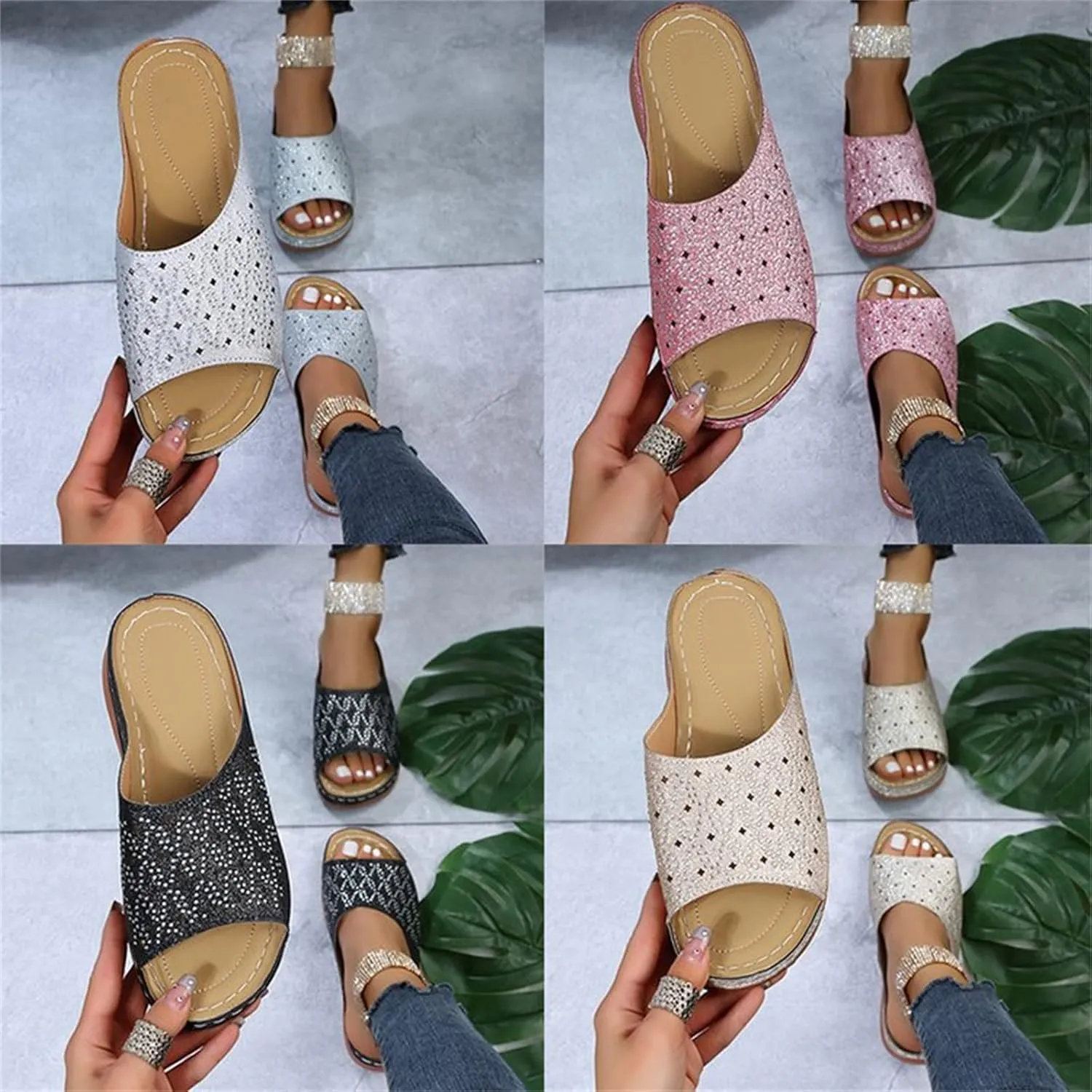 Ladmiple Orthotic Sandals For Women Cute Slides Comfortable Orthopedic Dressy Summer Walking Flip Flops with Arch Support
