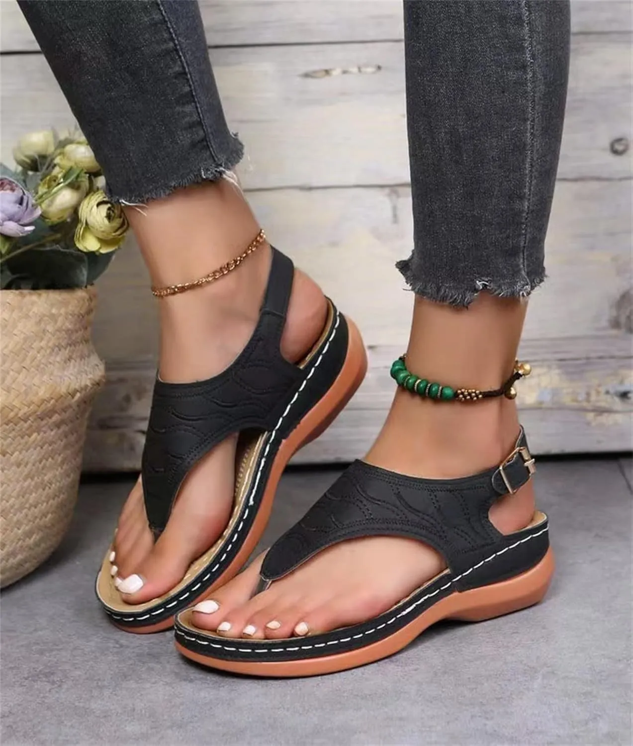 Ladmiple Orthotic Sandals For Women With Arch Support Orthopedic Slides Slippers for Plantar Fasciitis Summer Flip Flops
