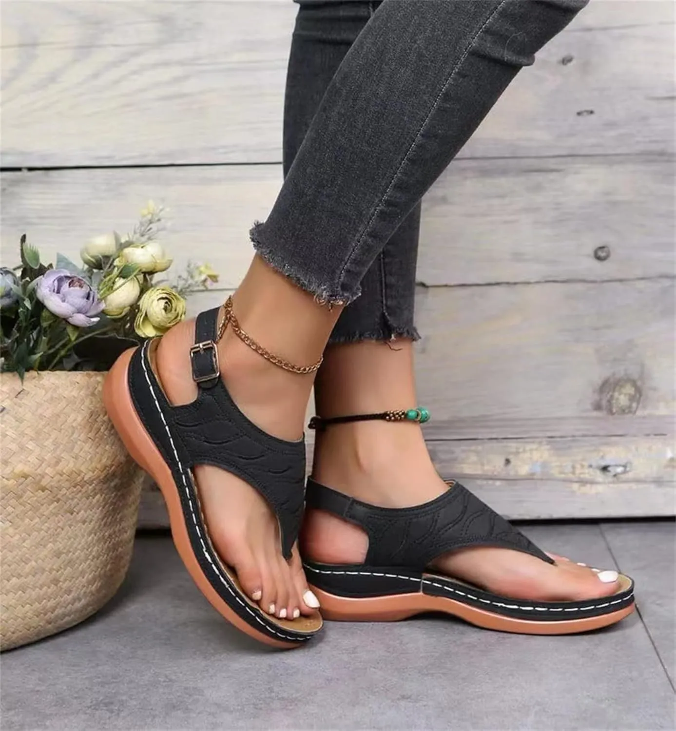Ladmiple Orthotic Sandals For Women With Arch Support Orthopedic Slides Slippers for Plantar Fasciitis Summer Flip Flops