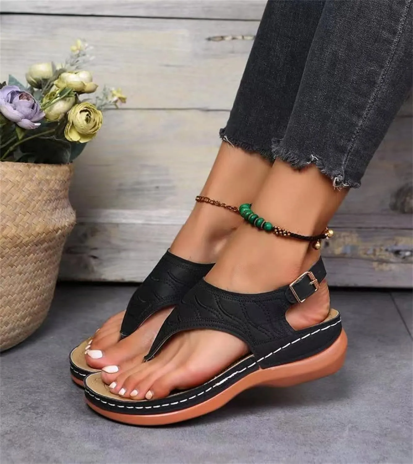 Ladmiple Orthotic Sandals For Women With Arch Support Orthopedic Slides Slippers for Plantar Fasciitis Summer Flip Flops
