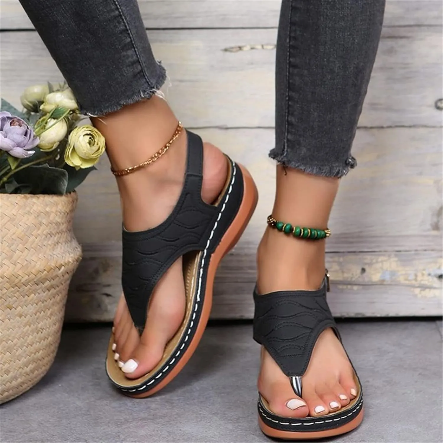 Ladmiple Orthotic Sandals For Women With Arch Support Orthopedic Slides Slippers for Plantar Fasciitis Summer Flip Flops