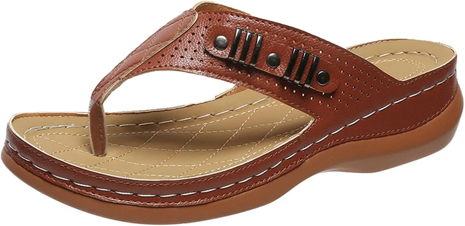 Ladmiple Sandals Women Comfortable Cute Wedge Arch Support Orthopedic Slides Slippers Dressy Summer Orthotic Flip Flops
