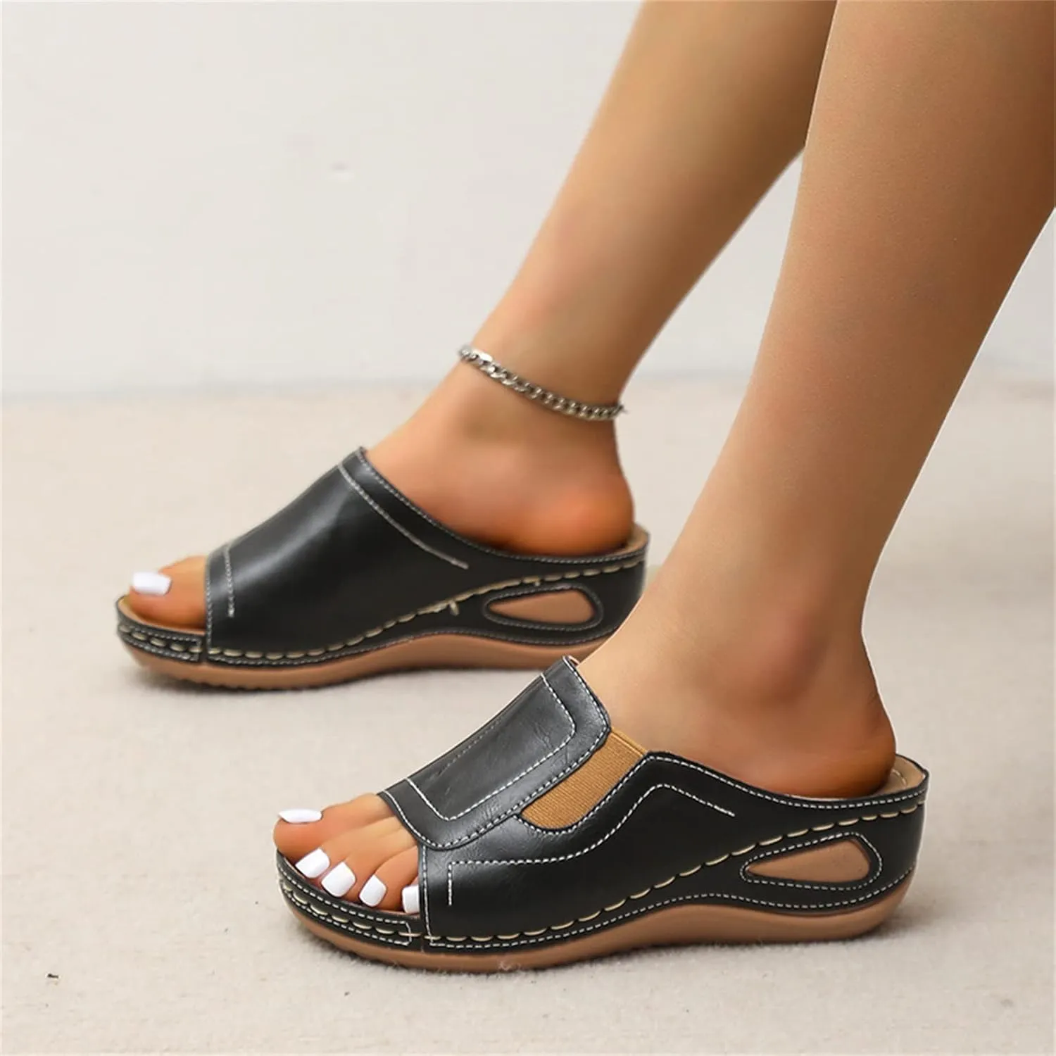 Ladmiple Sandals Women Comfortable Walking Orthopedic Slippers with Arch Support Dressy Summer Slip On Orthotic Flip Flops