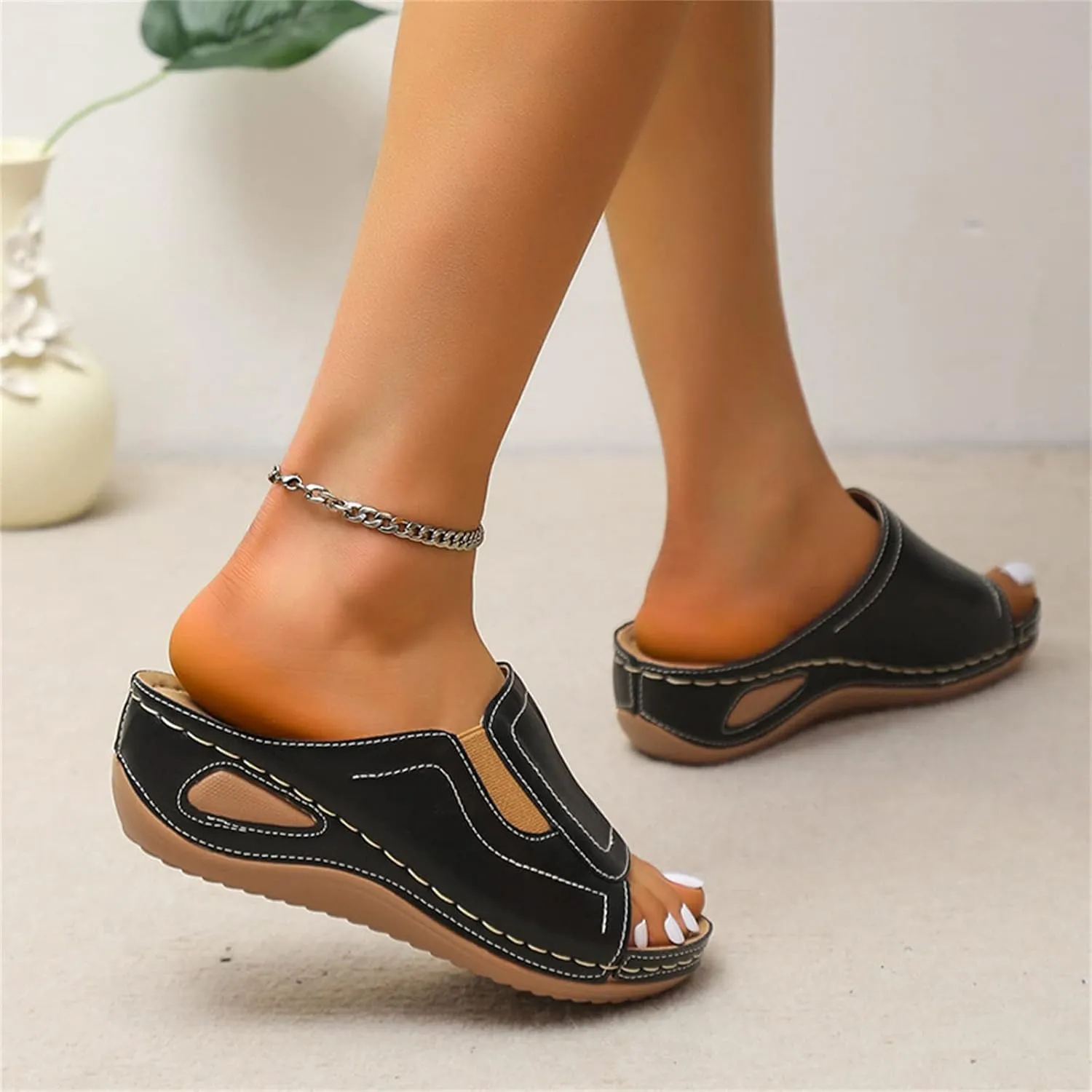 Ladmiple Sandals Women Comfortable Walking Orthopedic Slippers with Arch Support Dressy Summer Slip On Orthotic Flip Flops