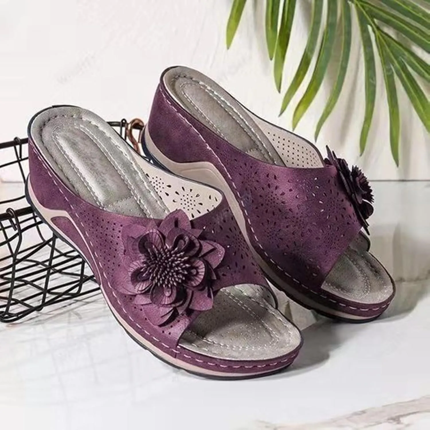 Ladmiple Sandals Women Dressy Summer Flat Flip Flops Comfort Orthotic Walking Sandals Open Toe Arch Support Orthopedic Slides