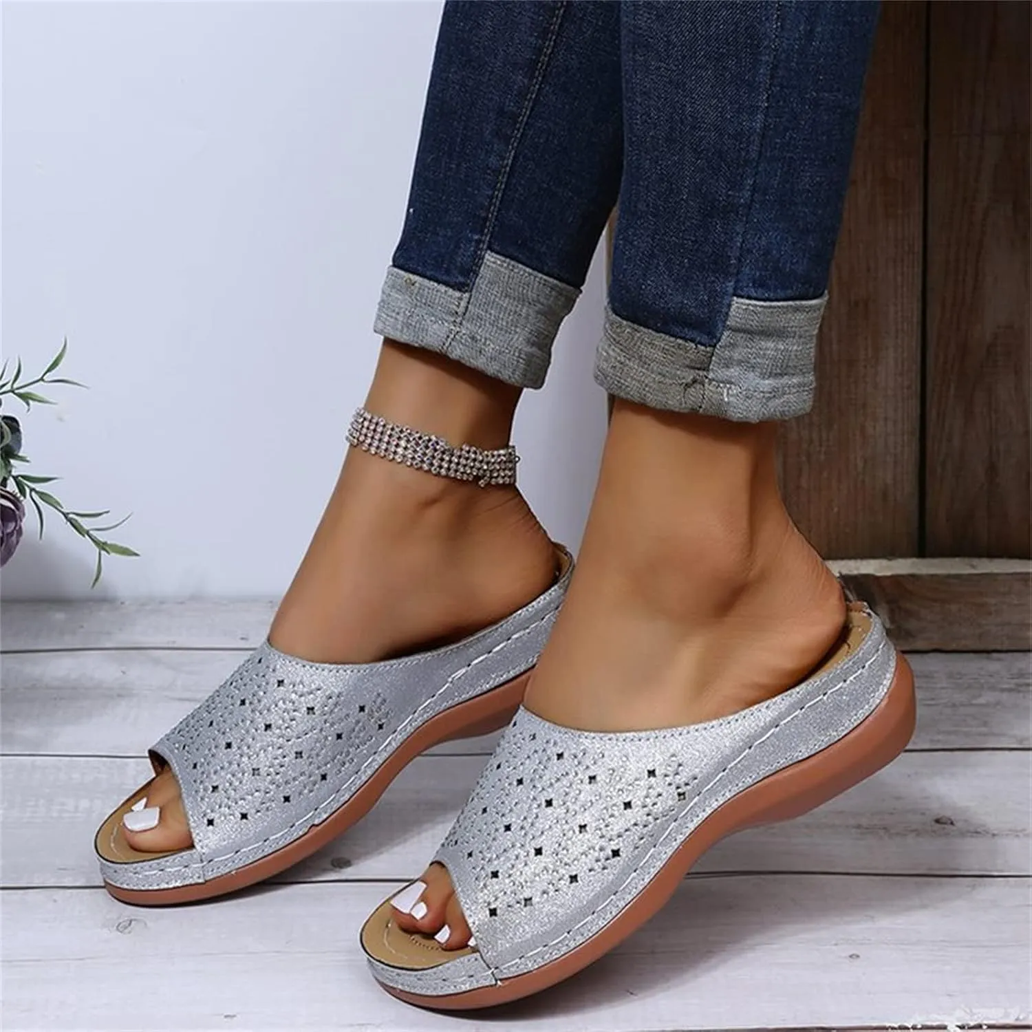 Ladmiple Sandals Women Dressy Summer Flat Flip Flops Comfortable Orthotic Orthopedic Casual Walking Slides With Arch Support