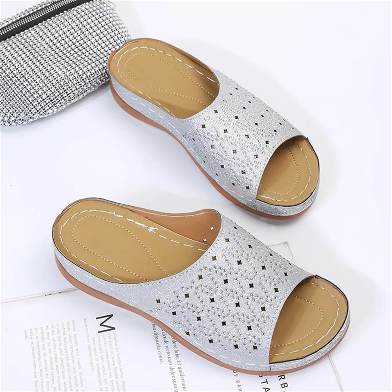 Ladmiple Sandals Women Dressy Summer Flat Flip Flops Comfortable Orthotic Orthopedic Casual Walking Slides With Arch Support
