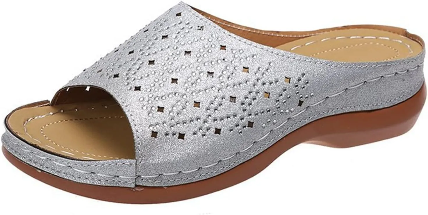 Ladmiple Sandals Women Dressy Summer Flat Flip Flops Comfortable Orthotic Orthopedic Casual Walking Slides With Arch Support